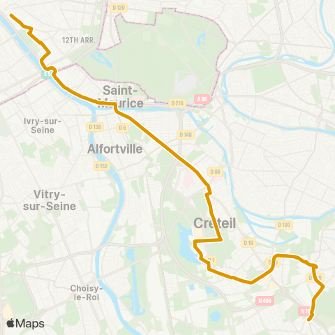 Île-de-France Mobilités Gare de Lyon / Maison de la RATP <> Gare de Boissy-St-Léger map