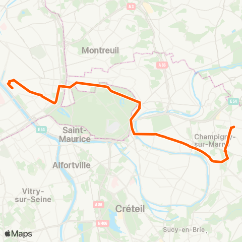 Île-de-France Mobilités Villiers-s/-Marne / le Plessis-Trévise RER <> Gare de Lyon / Maison de la RATP map