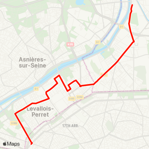 Île-de-France Mobilités Gare de St-Denis <> Pte des Ternes / Anny Flore map