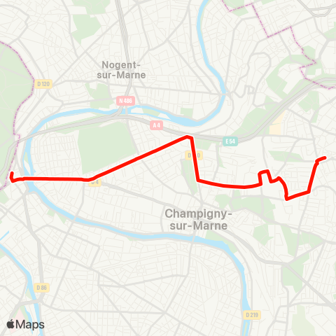 Île-de-France Mobilités Villiers-s/-Marne / le Plessis-Trévise RER <> Joinville-le-Pont RER map