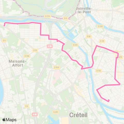 Île-de-France Mobilités St-Maur / Créteil RER <> École Vétérinaire de Maisons-Alfort map