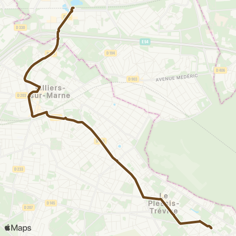 Île-de-France Mobilités Noisy-le-Grand / Mont d'E. RER / Quai 9 <> Pl. de Verdun map