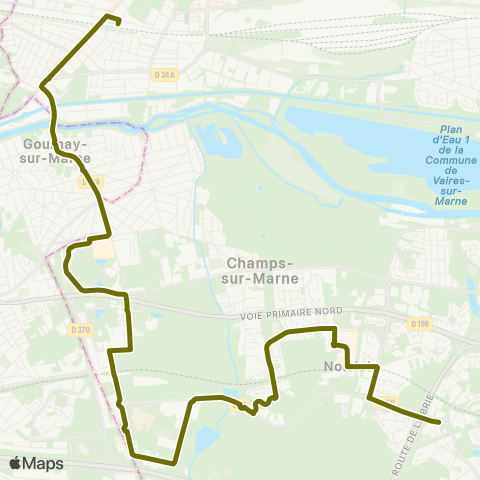 Île-de-France Mobilités Gare de Chelles / Gournay <> Le Village map