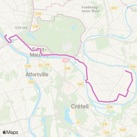 Île-de-France Mobilités Champigny / St-Maur RER <> Terroirs de France map
