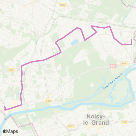 Île-de-France Mobilités Roger Salengro <> Neuilly-Plaisance RER map