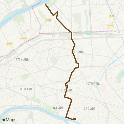 Île-de-France Mobilités Saint-Ouen / les Docks <> Châtelet map