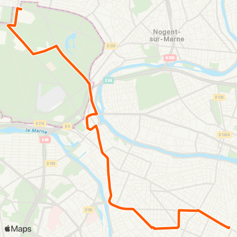 Île-de-France Mobilités La Varenne / Chennevières RER <> Château de Vincennes map