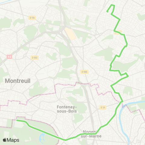 Île-de-France Mobilités Le Raincy-Villemomble-Montfermeil RER <> Château de Vincennes map