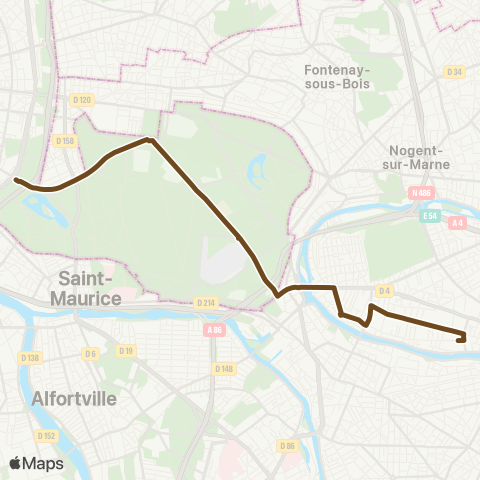 Île-de-France Mobilités Champigny / Diderot / la Plage <> Pte Dorée map