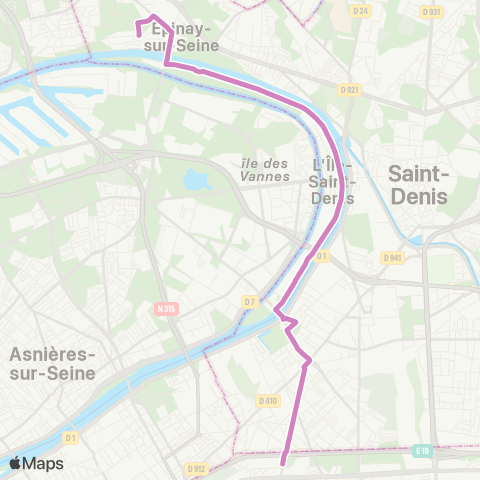 Île-de-France Mobilités Pte de St-Ouen / Hôp. Bichat <> Gare d'Épinay-s/-Seine map