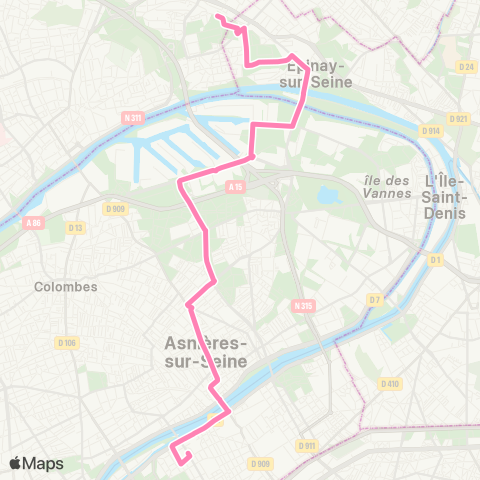 Île-de-France Mobilités Pont de Levallois / Bécon Métro <> Port de Gennevilliers / Ctre de Vie map