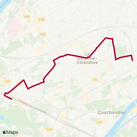 Île-de-France Mobilités Nanterre / Préf. RER <> Les Bruyères map