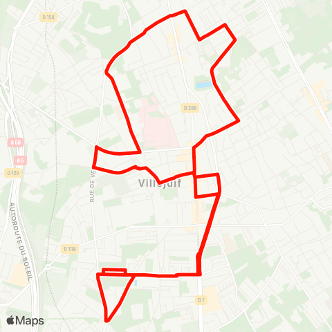 Île-de-France Mobilités Villejuif - Louis Aragon <> Villejuif - Louis Aragon map