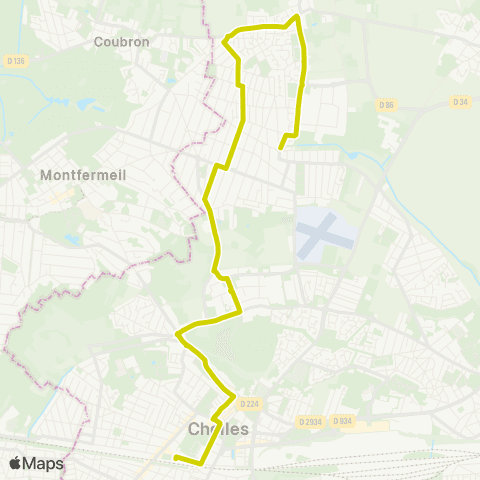 Île-de-France Mobilités Désiré Lefèvre <> Gare de Chelles - Gournay map