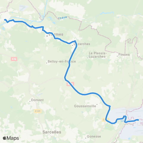 Île-de-France Mobilités Gare de Persan - Beaumont <> Gare de Roissypôle - Aéroport CDG 1 (F3) map