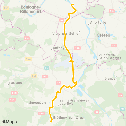 Île-de-France Mobilités Gare de Brétigny Pl. <> Gare de Lyon - Van Gogh map