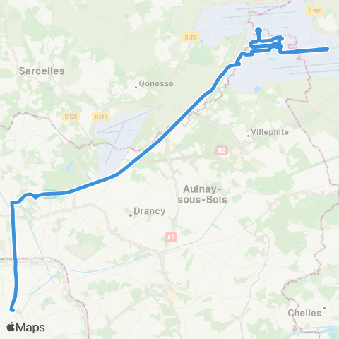 Île-de-France Mobilités Gare de Roissypôle - Aéroport CDG 1 (B2) <> Gare de l’E. – Rue du 8 mai 1945 map