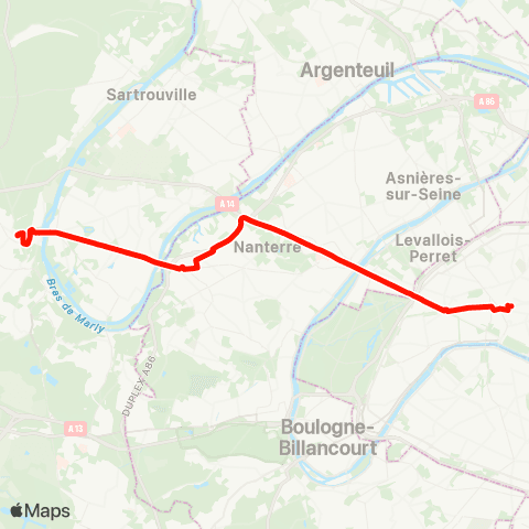 Île-de-France Mobilités Gare St-Lazare <> St-Germain-en-Laye RER map