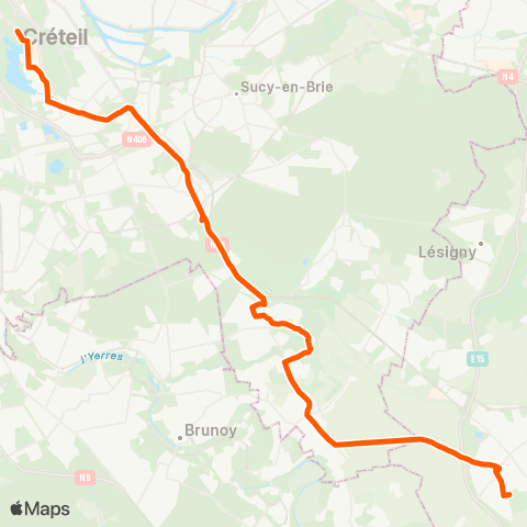 Île-de-France Mobilités Préf. du Val-de-Marne <> Stade Lucien Destal map