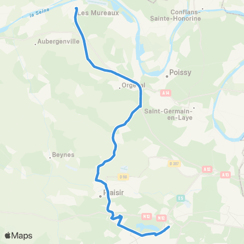 Île-de-France Mobilités St-Quentin - Gare rout. des Prés <> Gare des Mureaux (B3) map