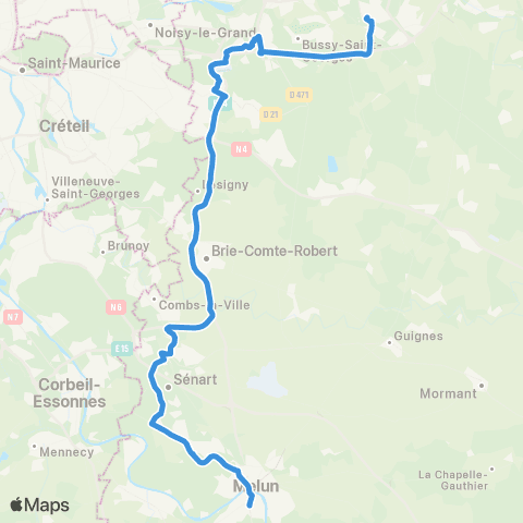 Île-de-France Mobilités Gare de Meaux <> Gare de Torcy map