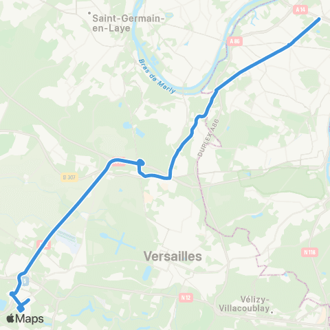 Île-de-France Mobilités St-Quentin - Gare rout. des Prés <> Préf. des Hauts-de-Seine map