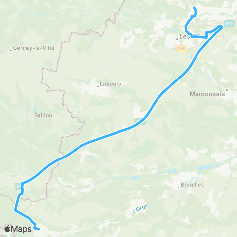 Île-de-France Mobilités Gare du Guichet <> Gare de Dourdan map