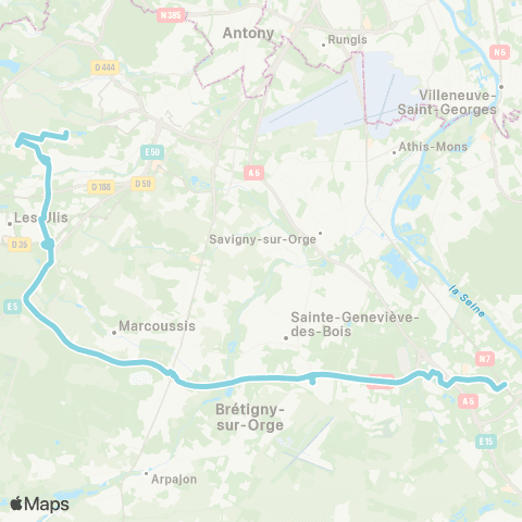 Île-de-France Mobilités Gare du Bras de Fer - Évry Génopôle <> Polytechnique Vauve map