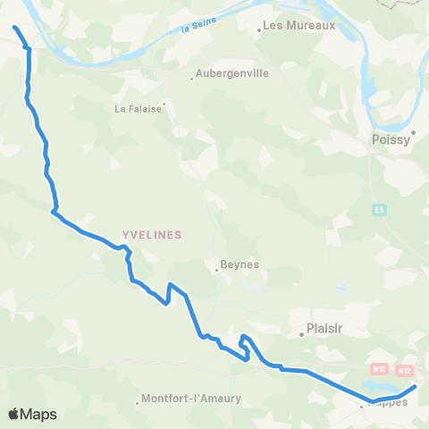 Île-de-France Mobilités Gare rout. de Mantes-la-Ville <> St-Quentin - Gare rout. Paul Delouvrier map