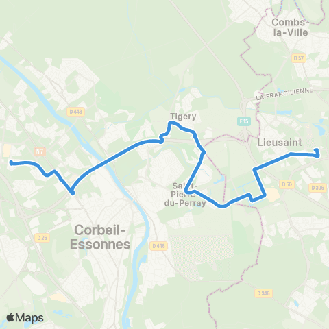 Île-de-France Mobilités Gare d'Évry-Courcouronnes <> Gare de Lieusaint - Moissy map