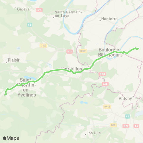 Île-de-France Mobilités Gare Montparnasse <> La Verrière Gare map