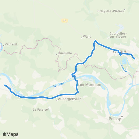 Île-de-France Mobilités Gare de Cergy Préf. <> Gare rout. de Mantes-la-Ville map