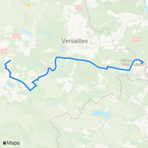 Île-de-France Mobilités St-Quentin - Gare rout. des Prés <> Vélizy 2 map