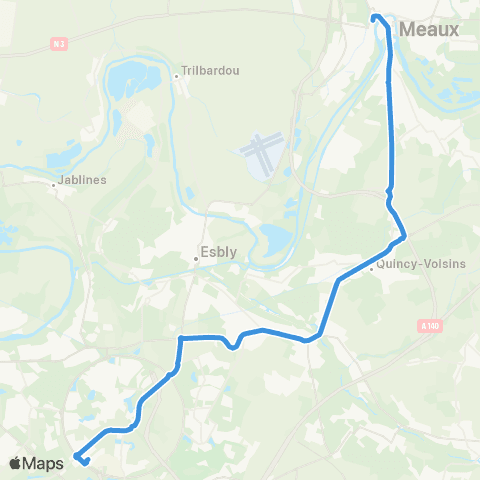 Île-de-France Mobilités Gare de Val d'Europe <> Gare de Meaux map