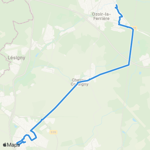 Île-de-France Mobilités Gare de Lieusaint - Moissy <> Gare d'Ozoir-la-Ferrière map