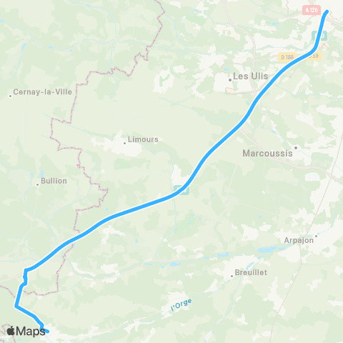 Île-de-France Mobilités Gare de Massy - Palaiseau <> Gare de Dourdan map