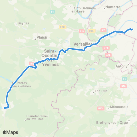 Île-de-France Mobilités Gare Montparnasse <> Gare de Rambouillet - Prud'Homme map