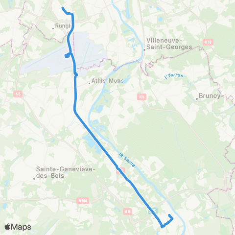 Île-de-France Mobilités Gare de Corbeil-Essonnes Henri Barbusse <> Marché Intl de Rungis map
