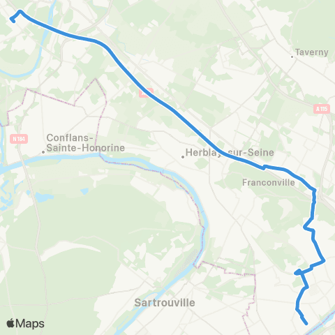 Île-de-France Mobilités Porte St-Germain <> Gare de Cergy Préf. map