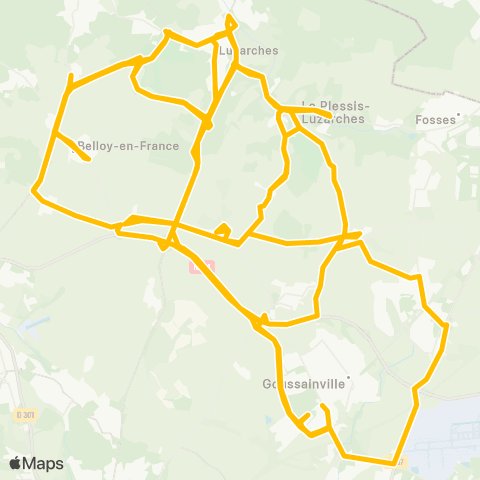 Île-de-France Mobilités La Halle <> Mairie Annexe de Puiseux-en-France map