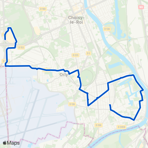 Île-de-France Mobilités Belle Épine Sud <> Jeanne d'Arc map