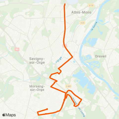 Île-de-France Mobilités Libération <> Porte de l'Essonne map
