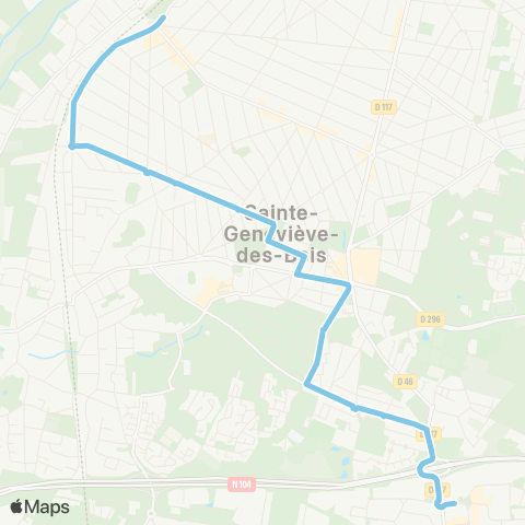 Île-de-France Mobilités Gare de Ste Geneviève des Bois <> ZI Croix Blanche map