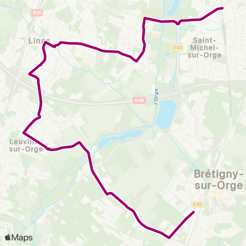 Île-de-France Mobilités Gare de Brétigny <> Gare de St-Michel-s/-Orge map
