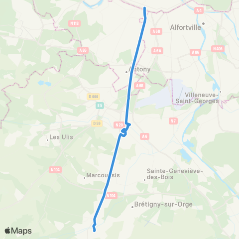 Île-de-France Mobilités Porte d'Orléans <> Porte d'Étampes map