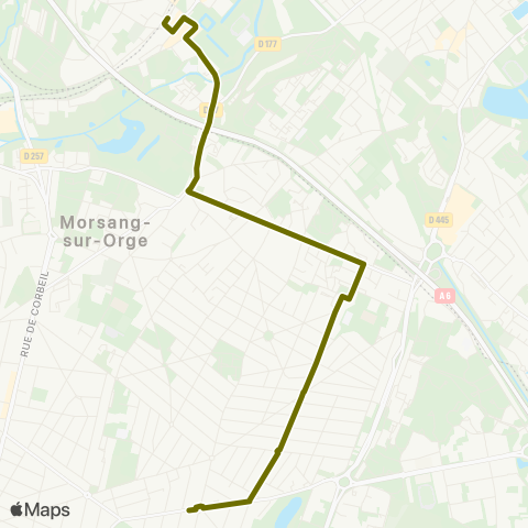 Île-de-France Mobilités La Gribelette <> Gare de Savigny-s/-Orge map