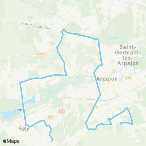 Île-de-France Mobilités Lycée René Cassin <> Gare d'Égly map