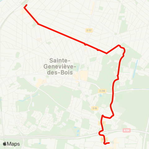 Île-de-France Mobilités Gare de Ste Geneviève des Bois <> ZI Croix Blanche map