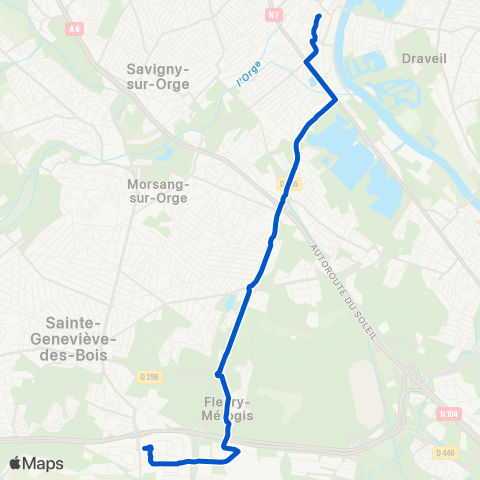 Île-de-France Mobilités Gare de Juvisy <> ZI Croix Blanche map