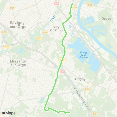 Île-de-France Mobilités Gare de Juvisy <> Maison d'Arrêt des Femmes map